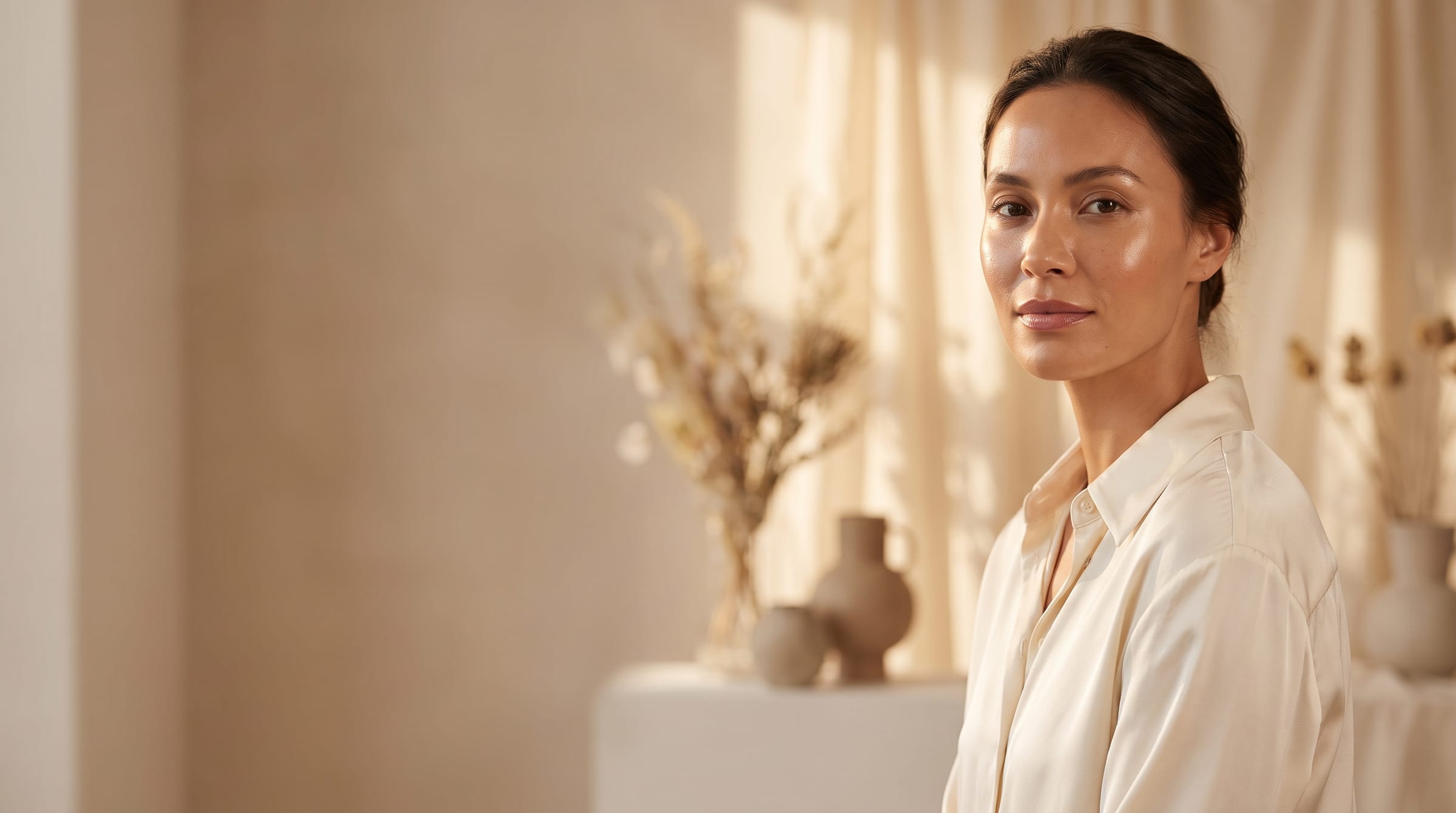 The serene, light-filled interior of ALEENA Aesthetics & Hair